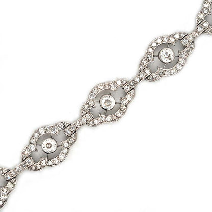 Antique Art Deco French 2ct Diamond Cluster Link Bracelet