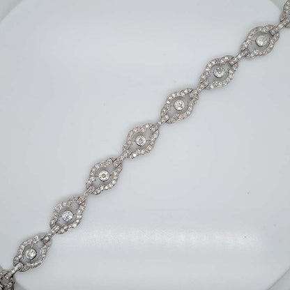 Antique Art Deco French 2ct Diamond Cluster Link Bracelet