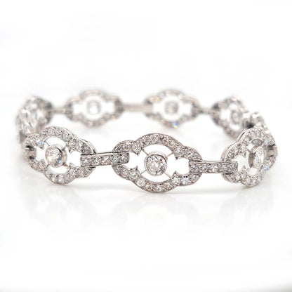 Antique Art Deco French 2ct Diamond Cluster Link Bracelet