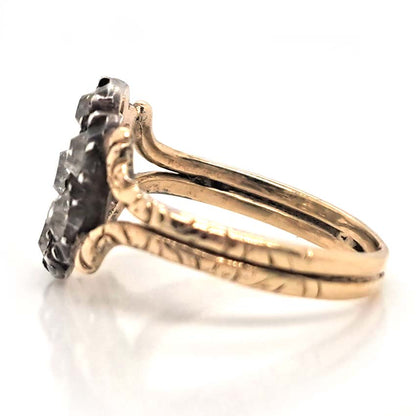 Antique Old Cut Diamond Flower Cluster Engagement Ring