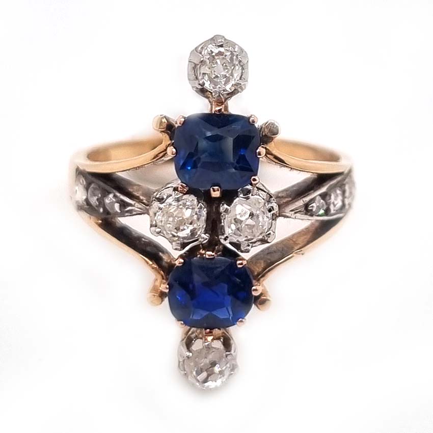 Victorian Antique Sapphire and Diamond Dress Ring
