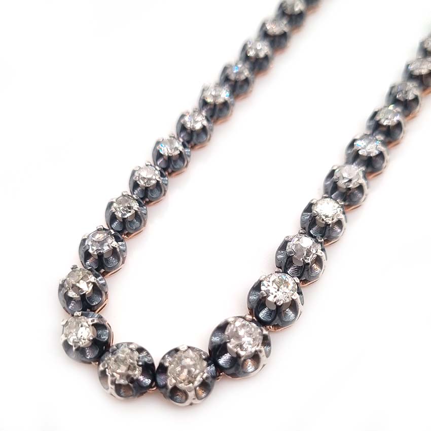 Antique 10.7ct Old Cut Diamond Line Necklace