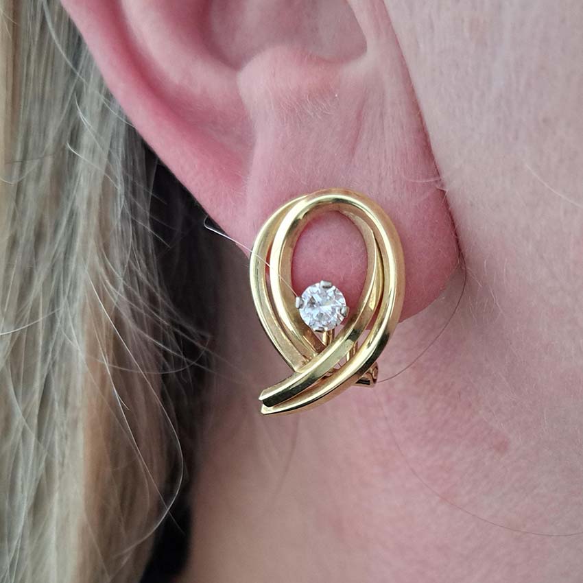 Vintage Diamond and Gold Clip Earrings by Garrards