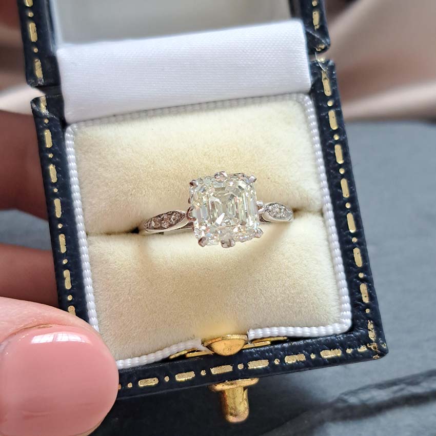 2.10ct Asscher Cut Diamond Solitaire Engagement Ring