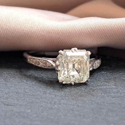 2.10ct Asscher Cut Diamond Solitaire Engagement Ring