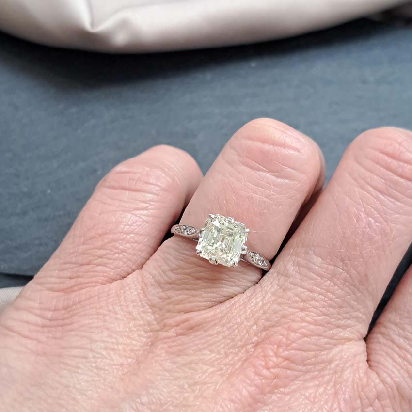 2.10ct Asscher Cut Diamond Solitaire Engagement Ring