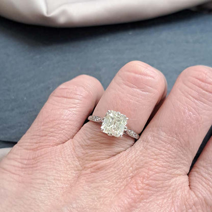 2.10ct Asscher Cut Diamond Solitaire Engagement Ring