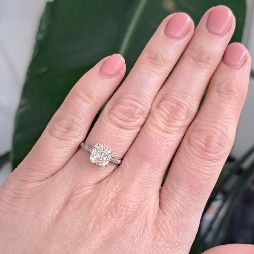 2.10ct Asscher Cut Diamond Solitaire Engagement Ring