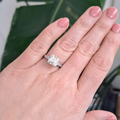 Asscher Cut Diamond Solitaire Engagement Ring, 2.98 carats VS
