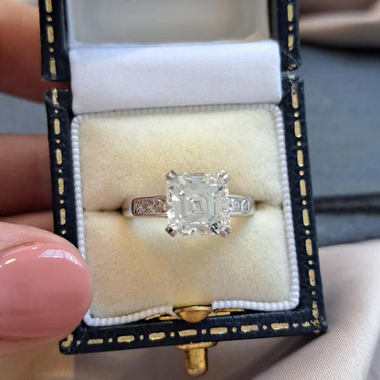 Asscher Cut Diamond Solitaire Engagement Ring, 2.98 carats VS
