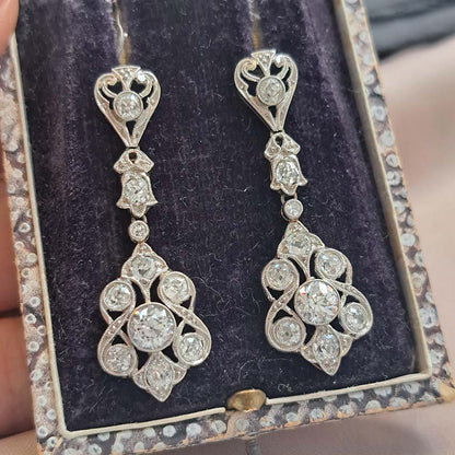 Antique Edwardian Old Cut Diamond Drop Earrings