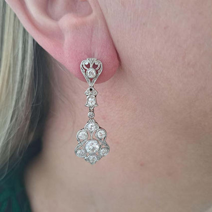 Antique Edwardian Old Cut Diamond Drop Earrings