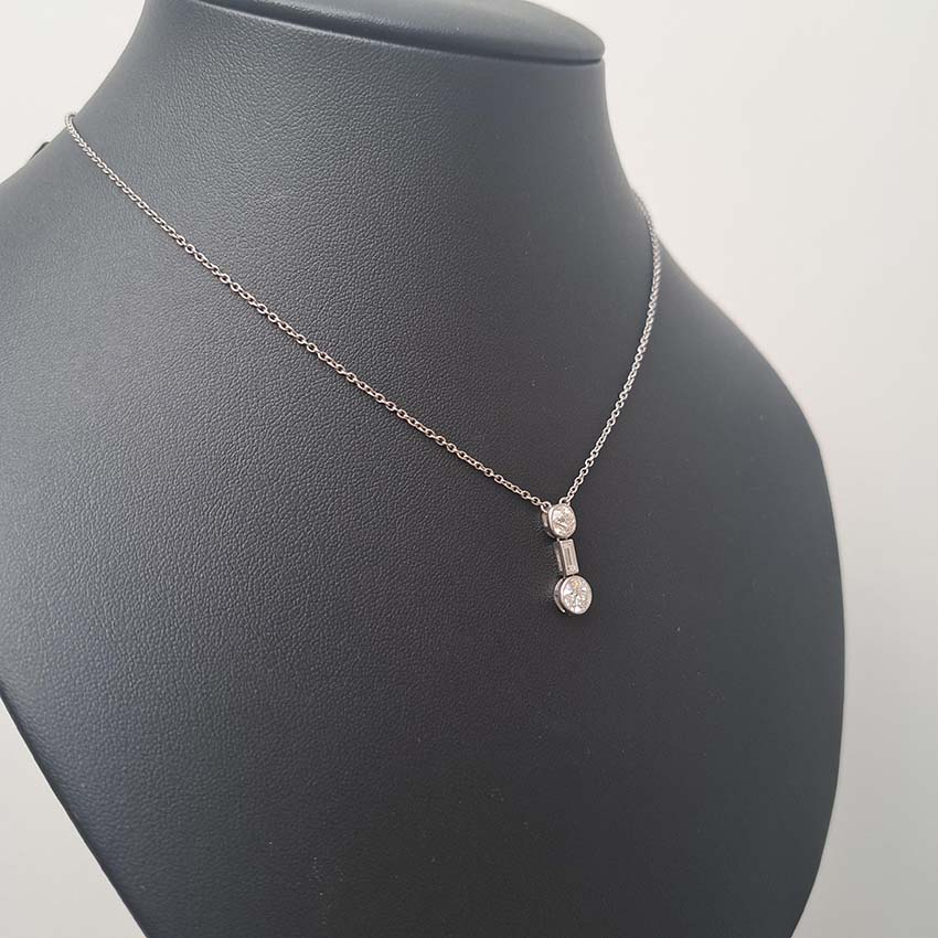 Art Deco Old Cut Diamond Pendant Necklace, 1.35 carats