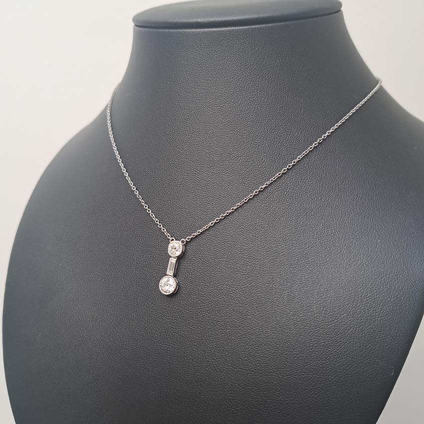 Art Deco Old Cut Diamond Pendant Necklace, 1.35 carats