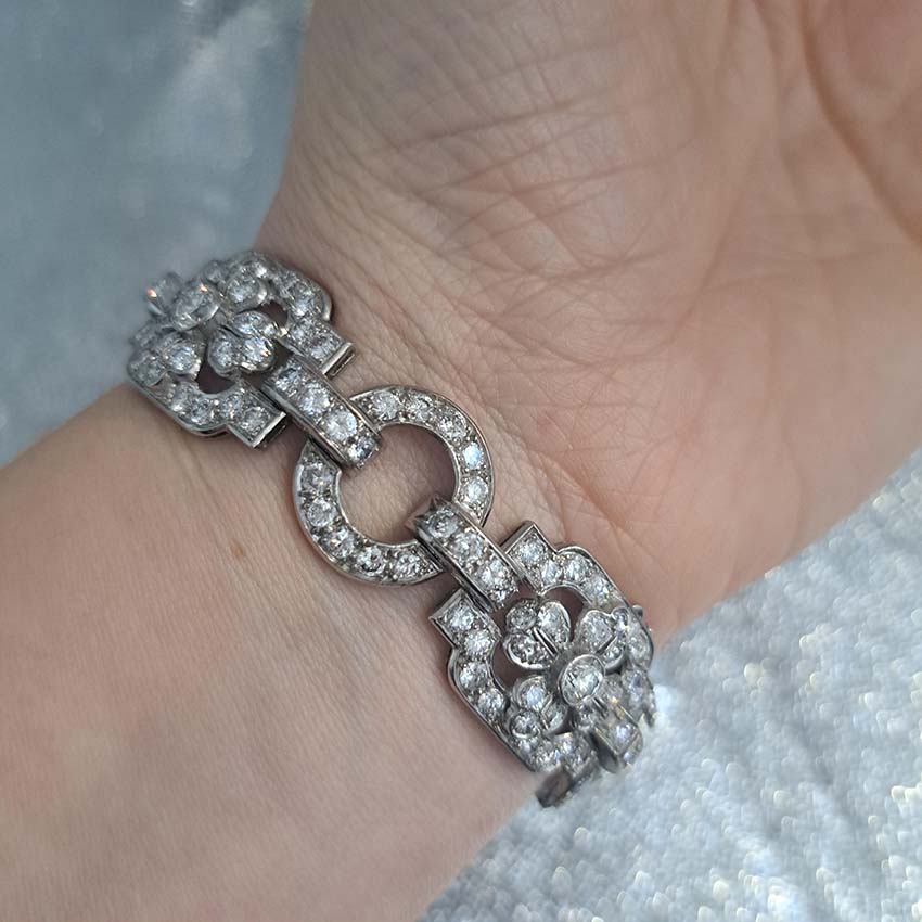 Art Deco French Diamond Bracelet, 20.80 carats