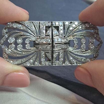 Late Art Deco Platinum and Diamond Double Clip