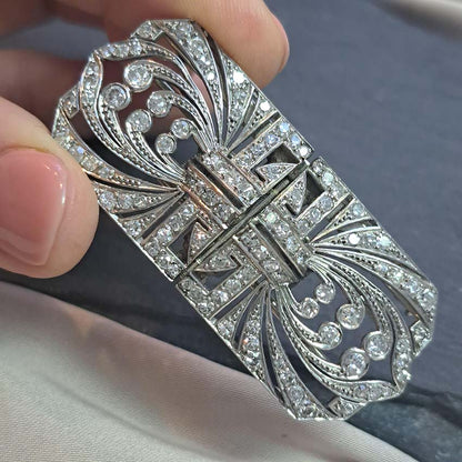 Late Art Deco Platinum and Diamond Double Clip