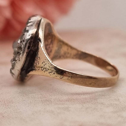 Georgian Antique 1.50ct Old Mine Cut Diamond Cluster Ring