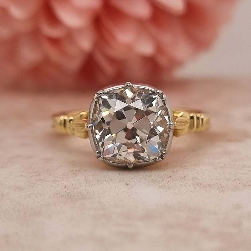 Georgian Style 2.72ct Old Cut Diamond Solitaire Engagement Ring