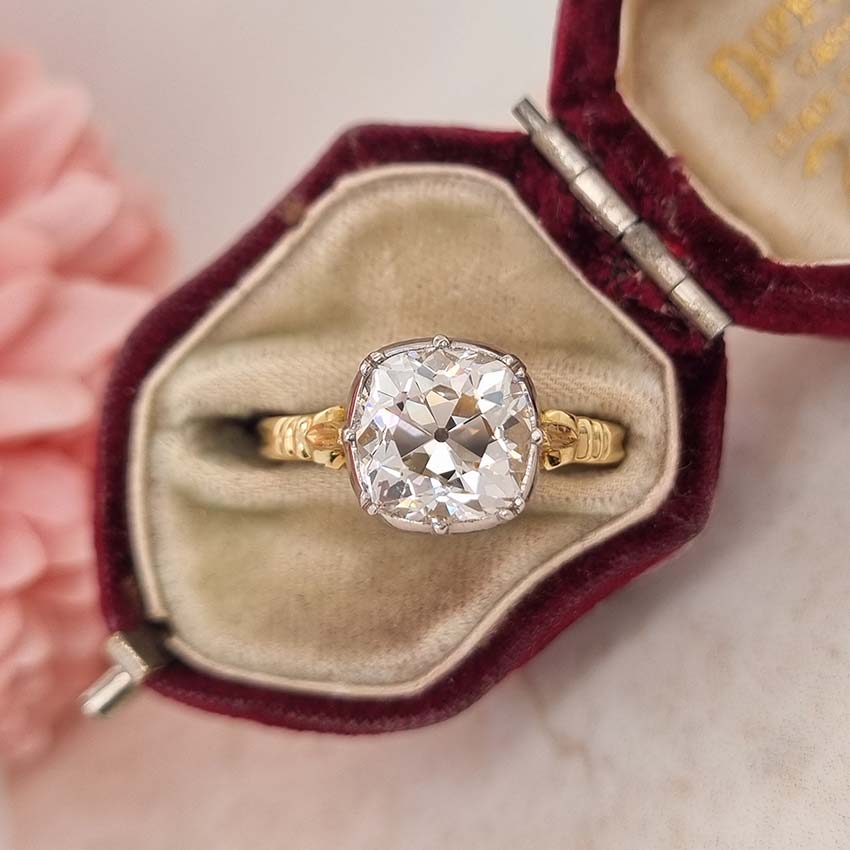 Antique Georgian Style 2.72ct Old Cut Diamond Solitaire Engagement Ring