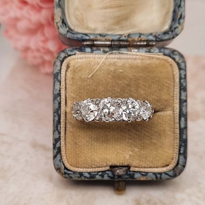Antique 3ct Old Cut Diamond Five Stone Ring