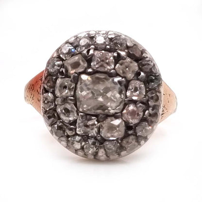 Georgian Antique 1.50ct Old Mine Cut Diamond Cluster Ring