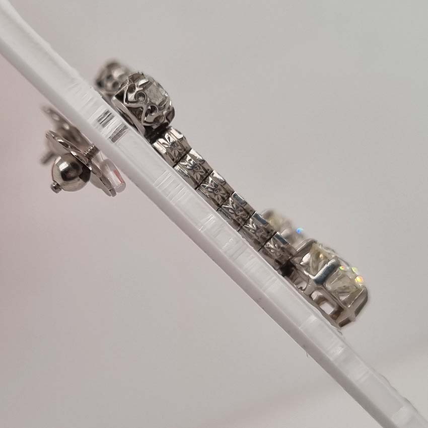 Art Deco Diamond Drop Earrings, 3.21 carats