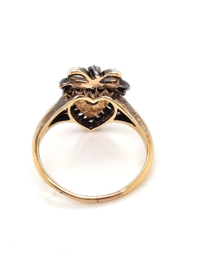 Victorian Blue Enamel and Diamond Heart Ring