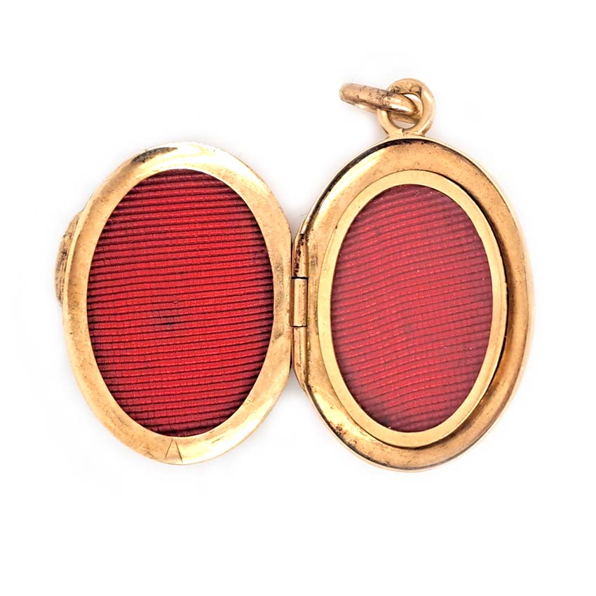 Antique Enamel and Gold Portrait Locket Pendant