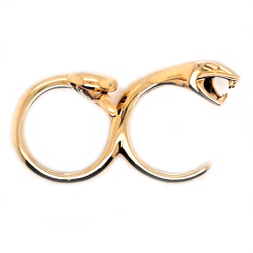 Vintage Boucheron Gold Double Finger Snake Ring