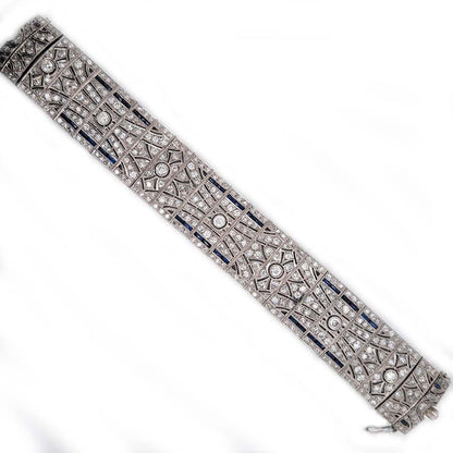 Art Deco Sapphire and Diamond Bracelet in Platinum