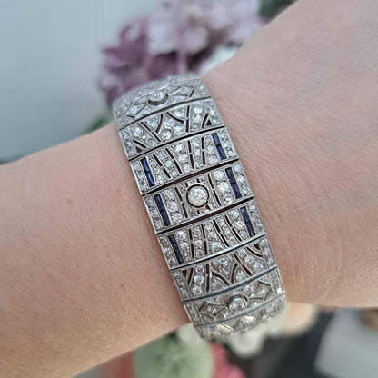 Art Deco Sapphire and Diamond Bracelet in Platinum