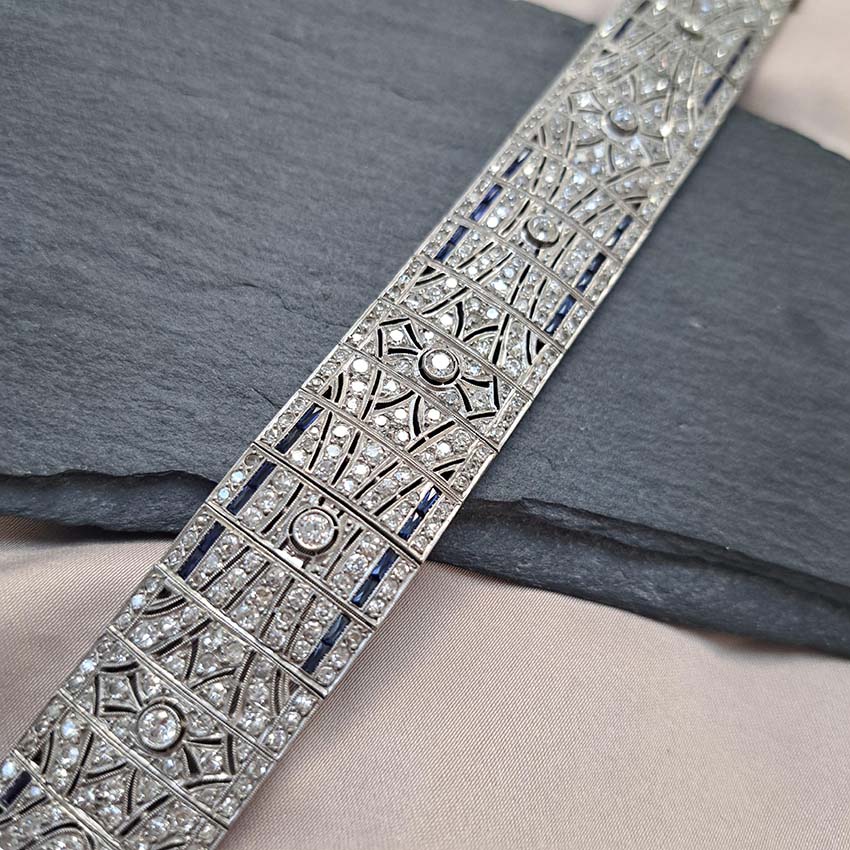 Art Deco Sapphire and Diamond Bracelet in Platinum
