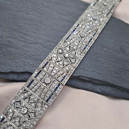 Art Deco Sapphire and Diamond Bracelet in Platinum