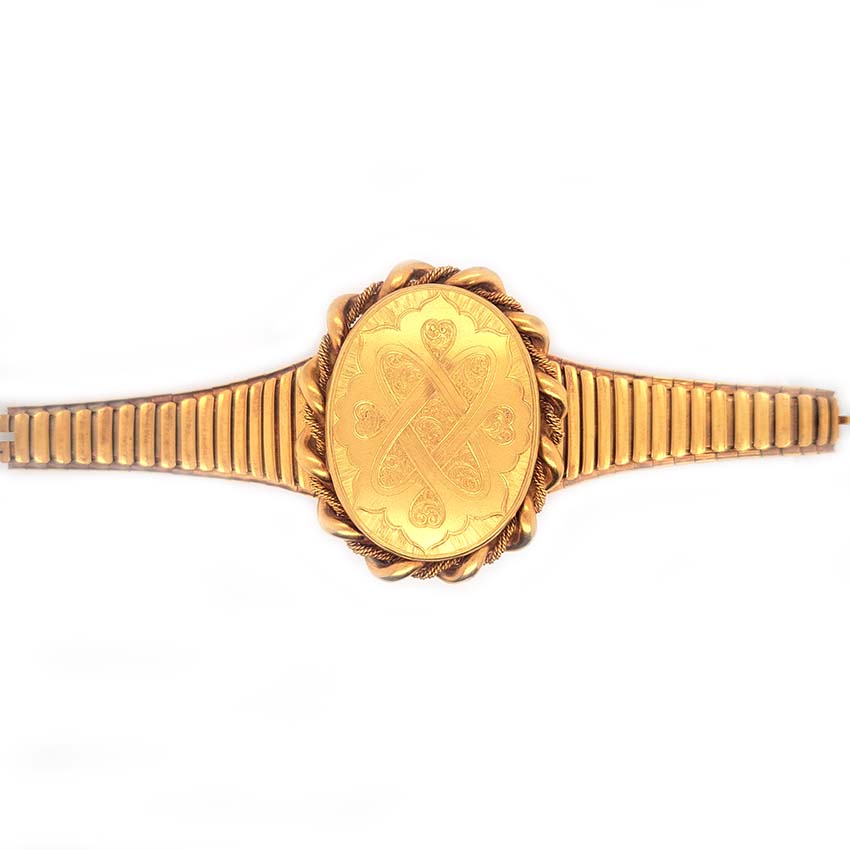 Antique Victorian Gold Large Locket Bracelet with Fitted Box