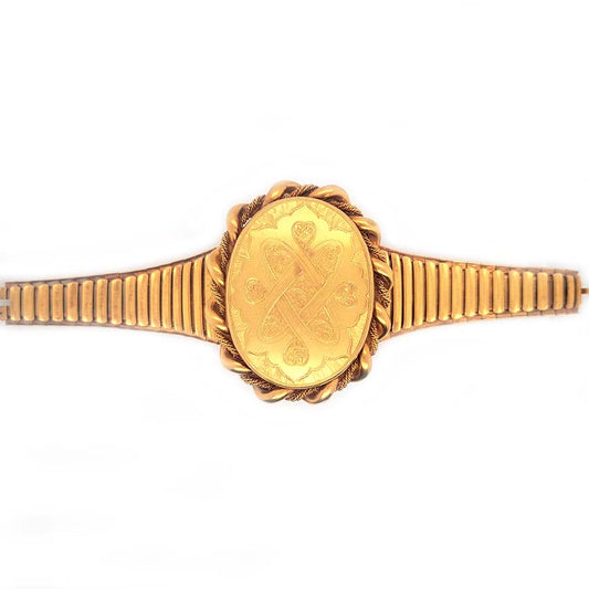 Antique Victorian Gold Large Locket Bracelet with Fitted Box
