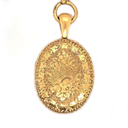 Victorian Antique Gold Chain Necklace with Locket Pendant