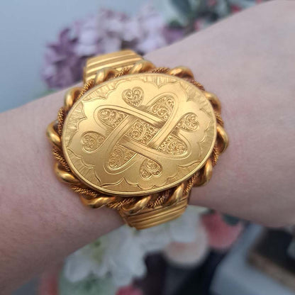 Antique Victorian Gold Large Locket Bracelet with Fitted Box
