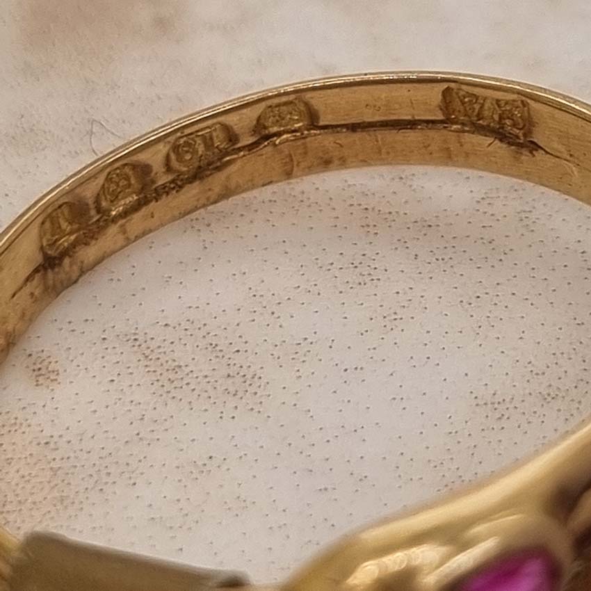 Vintage Gem Set Gold Double Snake Ring