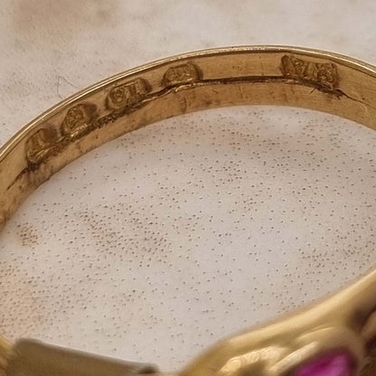 Vintage Gem Set Gold Double Snake Ring