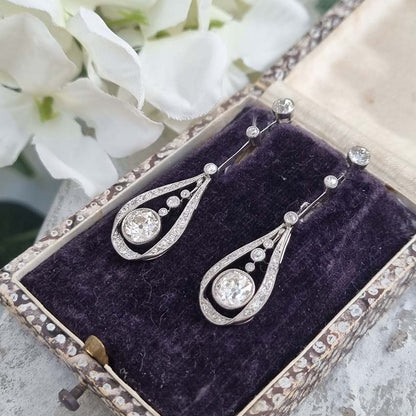 Belle Epoque Old Cut Diamond Drop Earrings