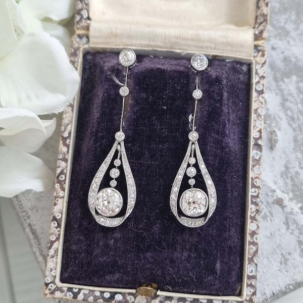 Belle Epoque Old Cut Diamond Drop Earrings