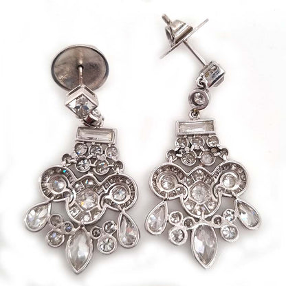 Belle Epoque Antique 2.30ct Diamond Chandelier Drop Earrings