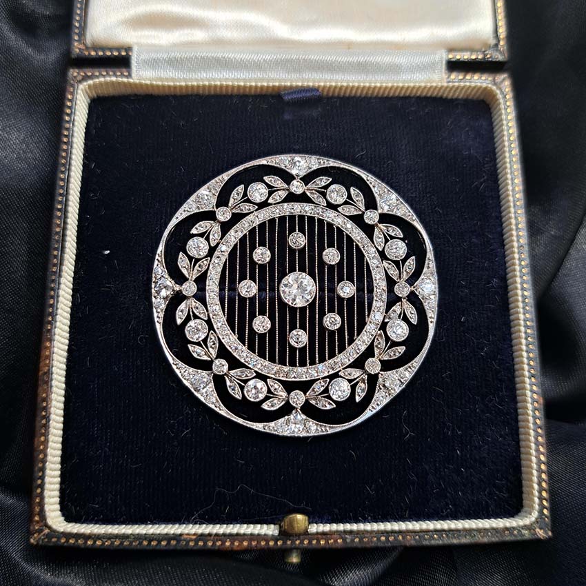 Antique Edwardian Circular Diamond Set Openwork Pendant Brooch, 1910