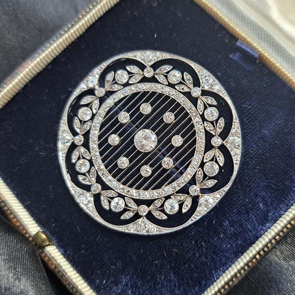 Antique Edwardian Circular Diamond Set Openwork Pendant Brooch, 1910