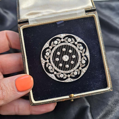 Antique Edwardian Circular Diamond Set Openwork Pendant Brooch, 1910