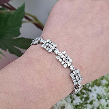 French Art Deco Diamond Bracelet in Platinum, 12 carats