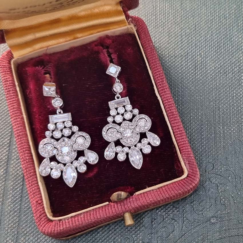 Belle Epoque Antique 2.30ct Diamond Chandelier Drop Earrings