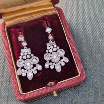 Belle Epoque Antique 2.30ct Diamond Chandelier Drop Earrings