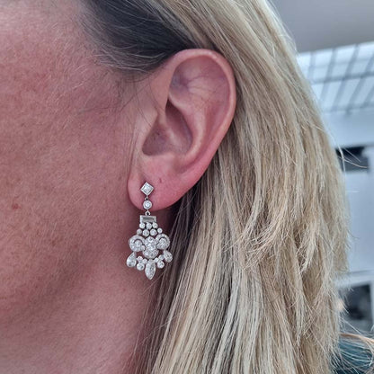 Belle Epoque Antique 2.30ct Diamond Chandelier Drop Earrings